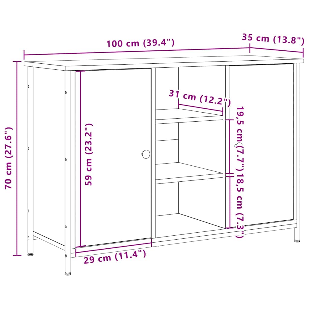 Sideboard Gammelt træ 100 x 35 x 70 cm