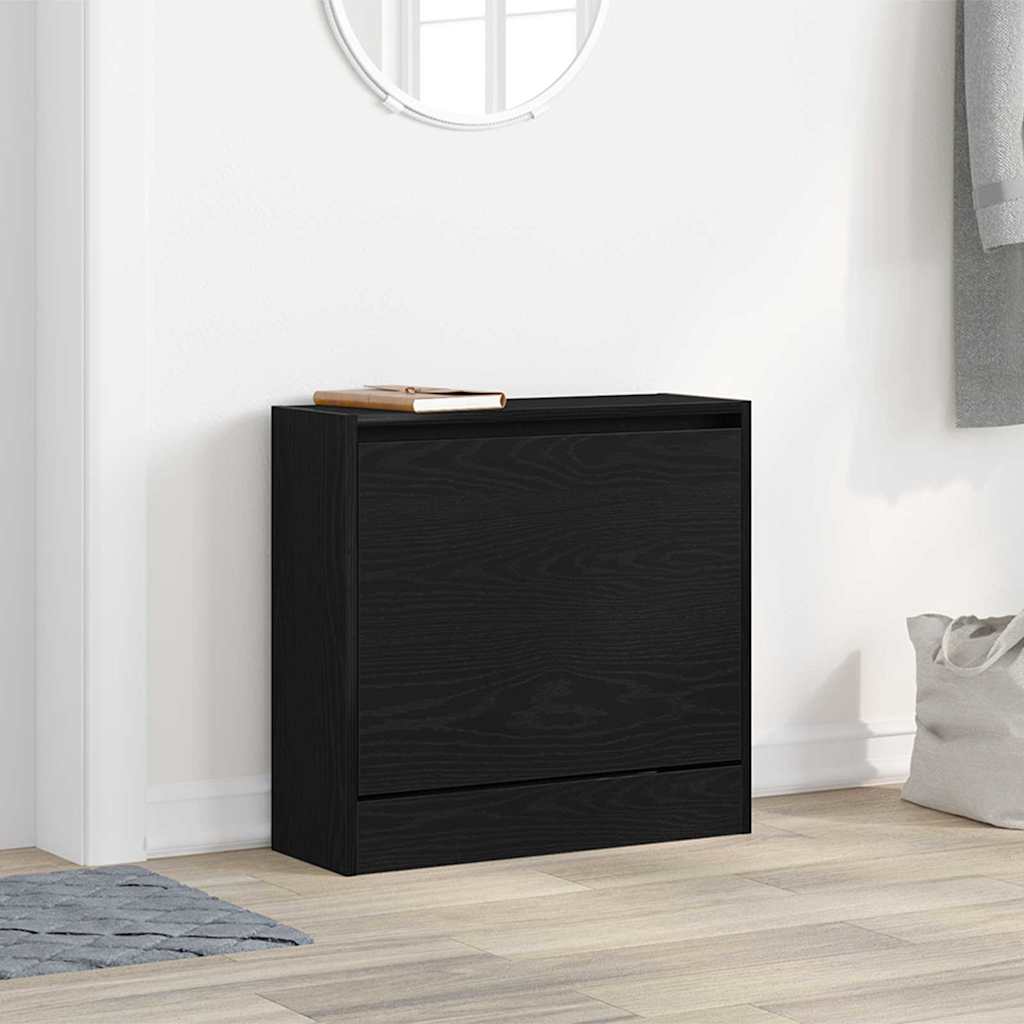Sko skab med hylde Sort eg 60 x 21 x 57 cm Konstrueret træ