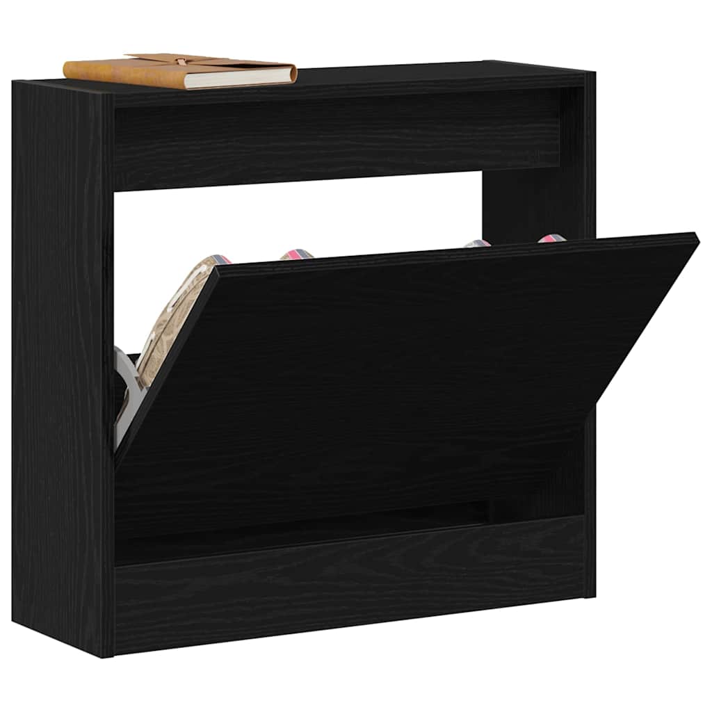 Sko skab med hylde Sort eg 60 x 21 x 57 cm Konstrueret træ