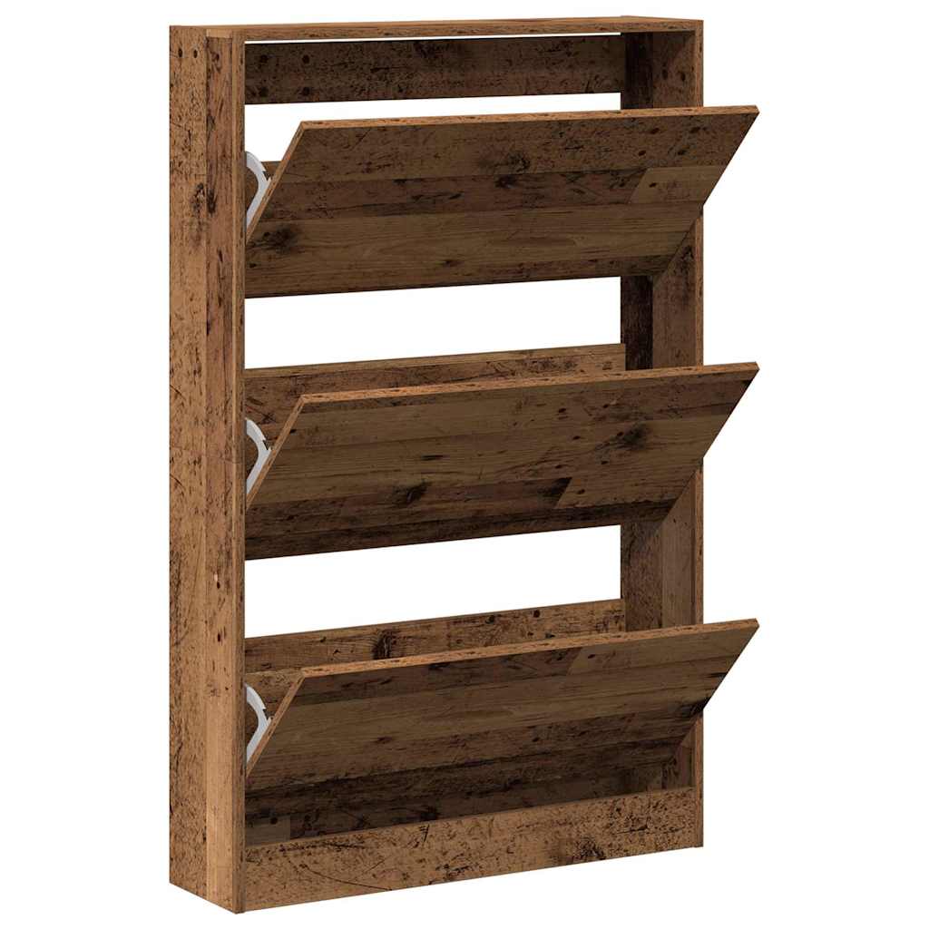 Sko skab med dør Gammelt træ 80 x 21 x 125,5 cm Konstrueret træ