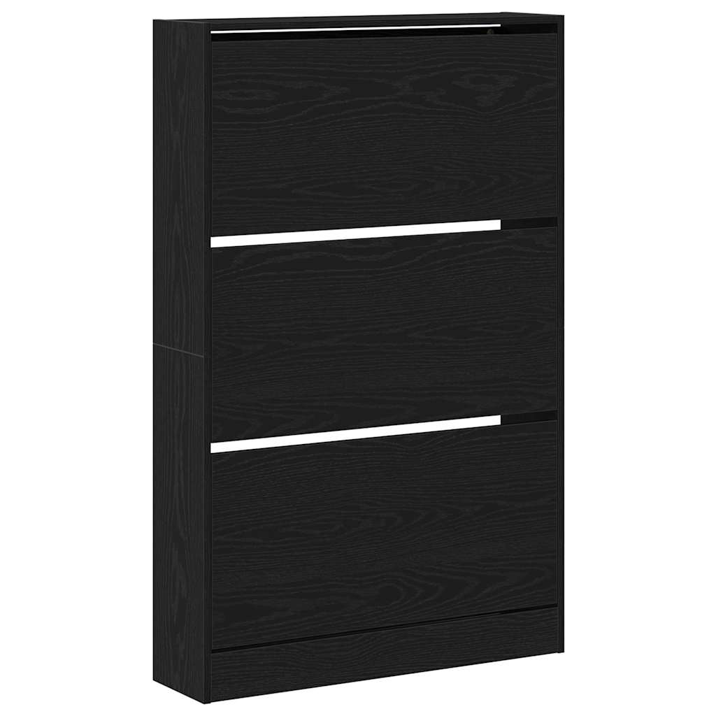 Sko skab med hylde Sort eg 80 x 21 x 125,5 cm Konstrueret træ