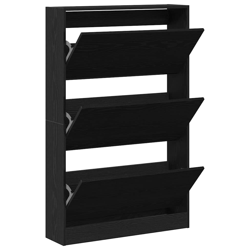 Sko skab med hylde Sort eg 80 x 21 x 125,5 cm Konstrueret træ