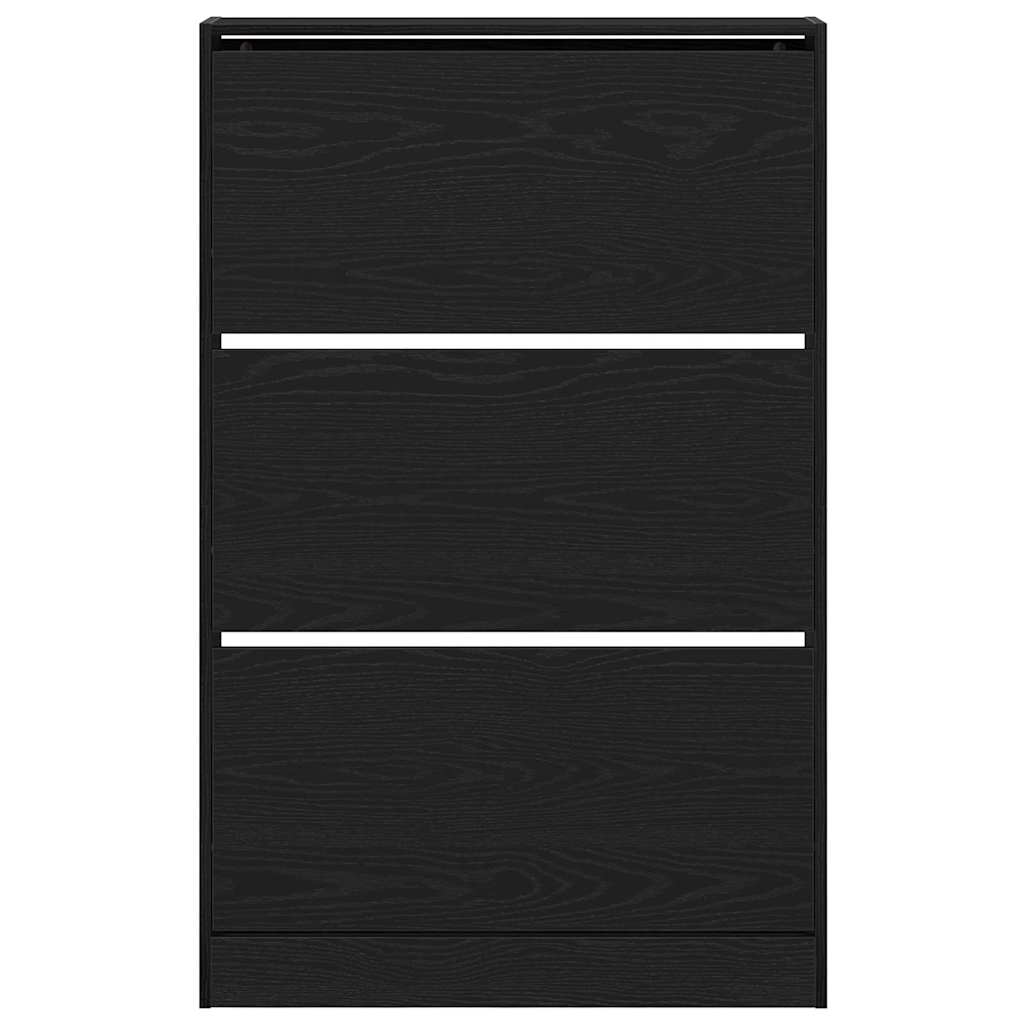 Sko skab med hylde Sort eg 80 x 21 x 125,5 cm Konstrueret træ
