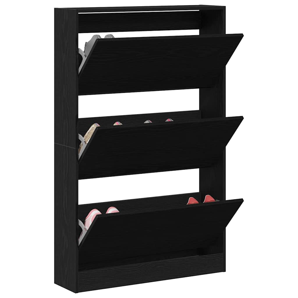Sko skab med hylde Sort eg 80 x 21 x 125,5 cm Konstrueret træ