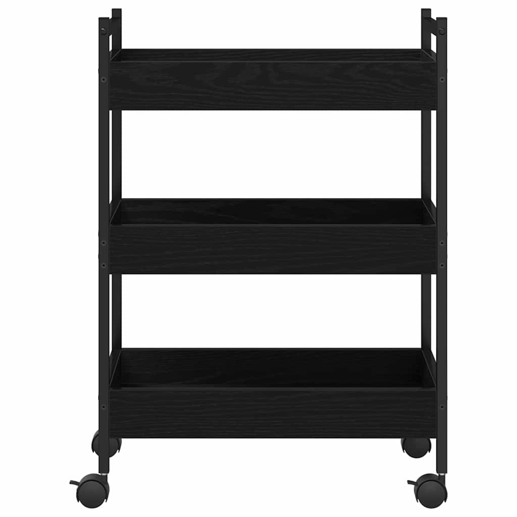 Køkkenvogn Sort eg 50 x 30 x 70 cm Konstrueret træ