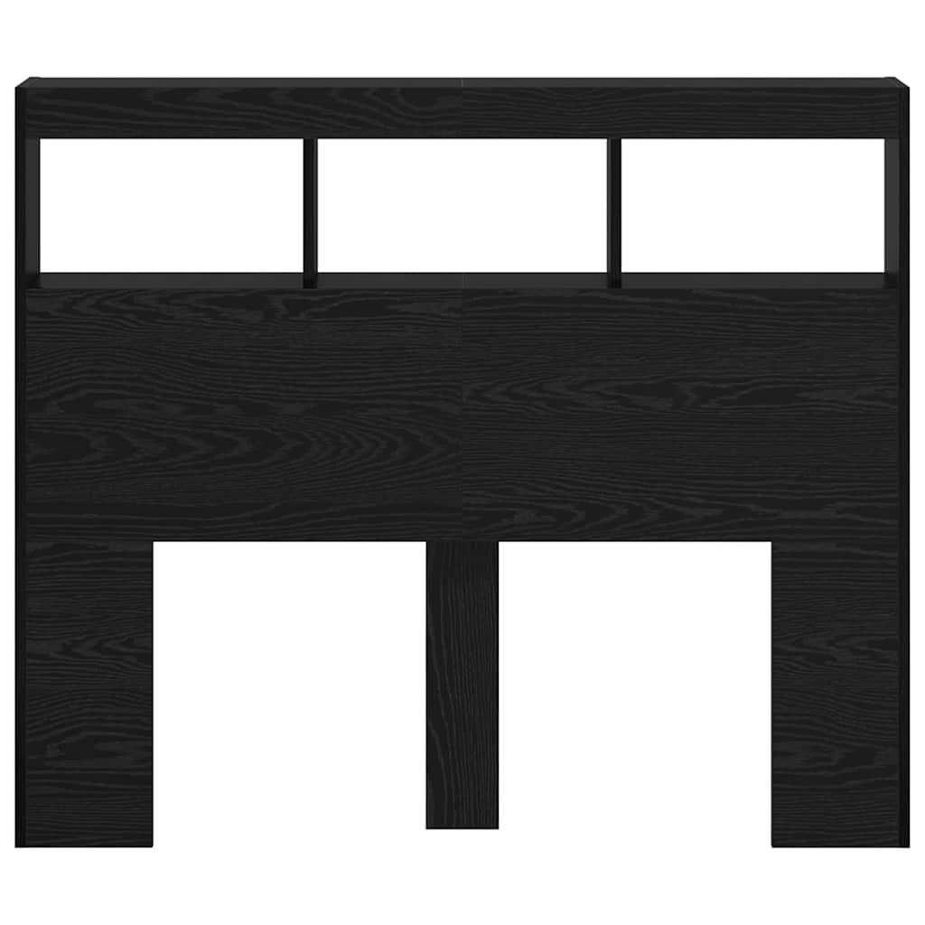 Hovedgærde med hylde Sort eg 120 x 17 x 102 cm Konstrueret træ