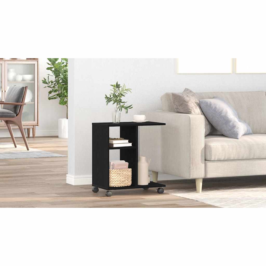 Sidebord med hylde Sort eg 50 x 30 x 55 cm Konstrueret træ