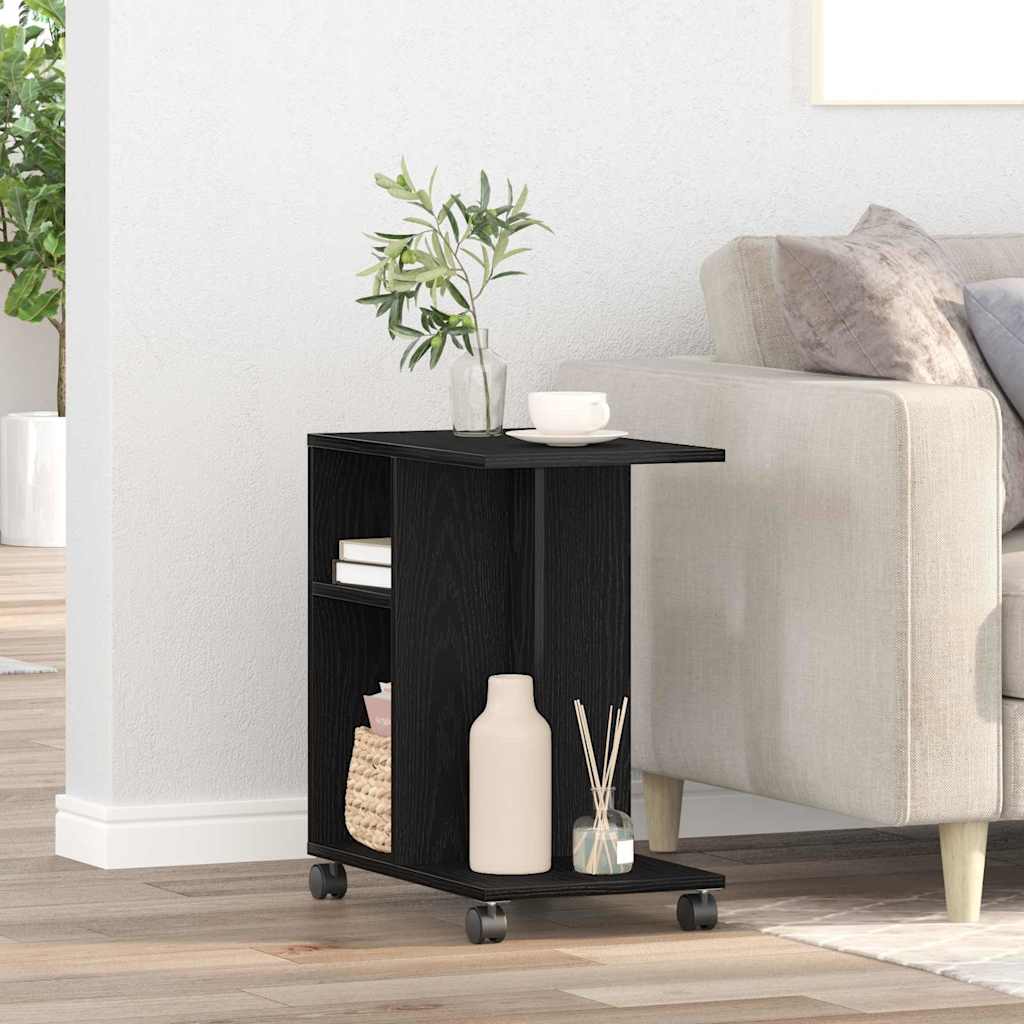 Sidebord med hylde Sort eg 50 x 30 x 55 cm Konstrueret træ