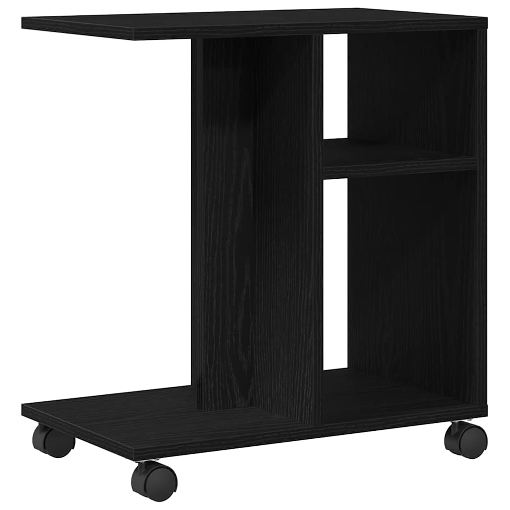 Sidebord med hylde Sort eg 50 x 30 x 55 cm Konstrueret træ