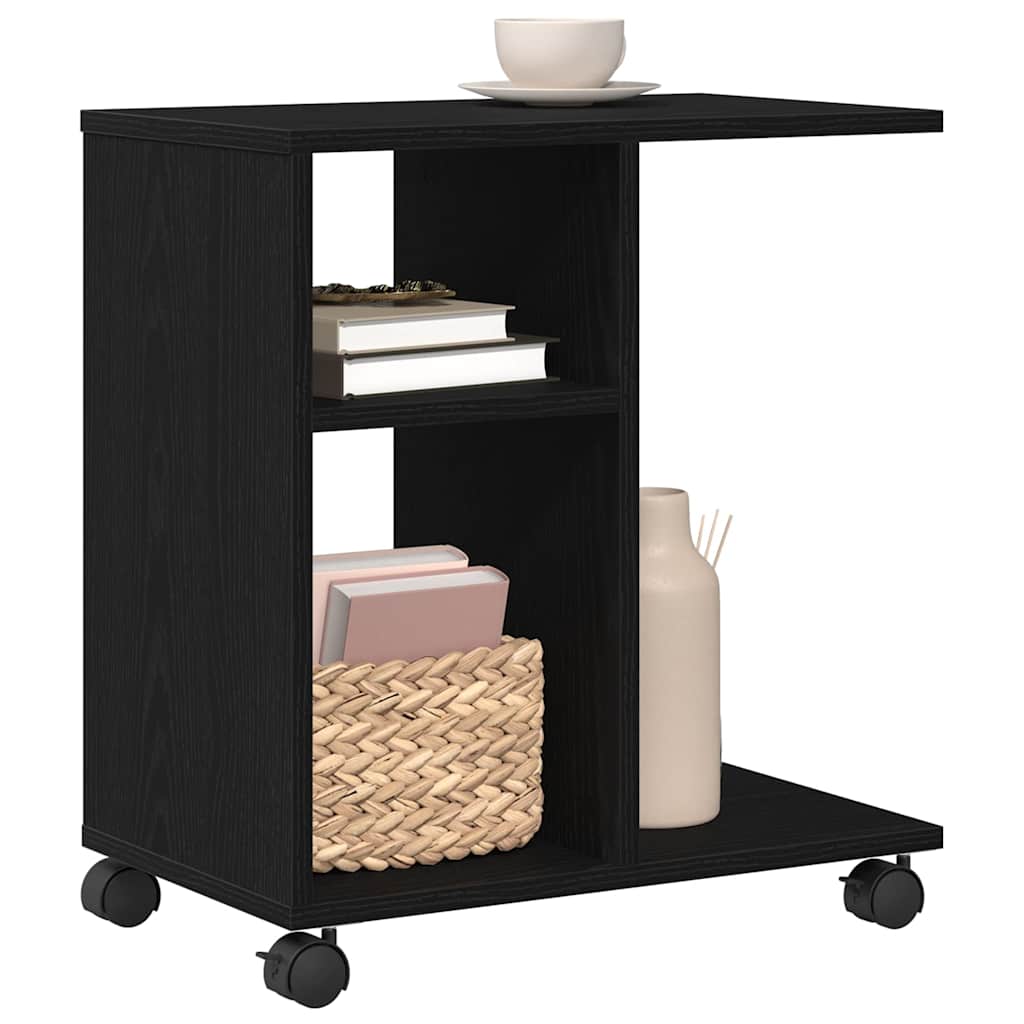 Sidebord med hylde Sort eg 50 x 30 x 55 cm Konstrueret træ