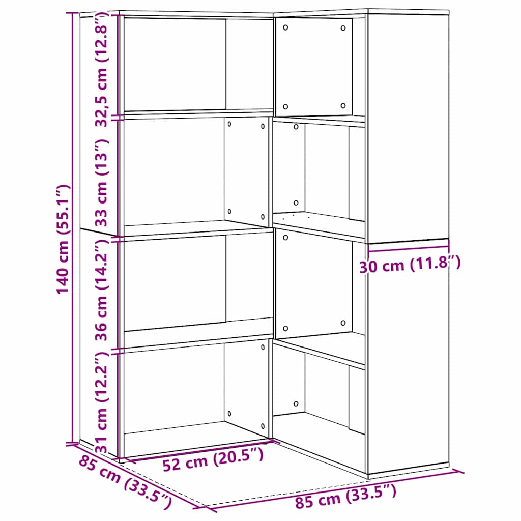 Garderobeskab 6 niveauer 85 x 85 x 140 cm Konstrueret træ