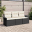 Sofa Sæt med pude 3 pcs Sort polyrattan