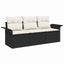 Sofa Sæt med pude 3 pcs Sort polyrattan