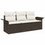 Sofa Sæt med pude 3 pcs Brun og Creme polyrattan