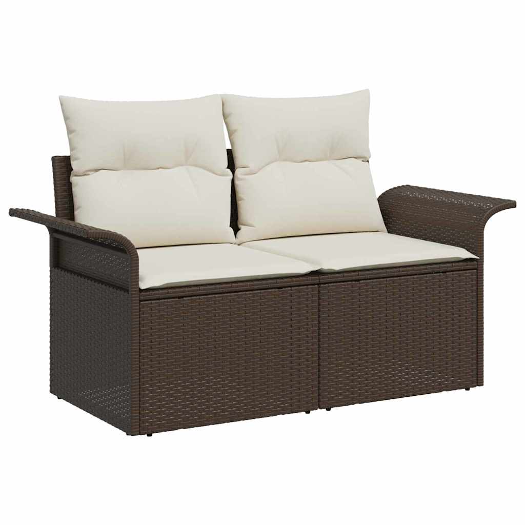 Sofa Sæt med pude 3 pcs Brun og Creme polyrattan