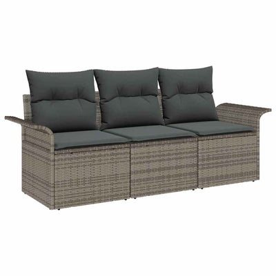 Sofa Sæt med pude 3 pcs Grå polyrattan