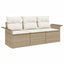 Sofa Sæt med pude 3 pcs Beige og creme polyrattan