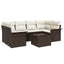 Havesofa Sæt med pude 7 pcs Brun polyrattan