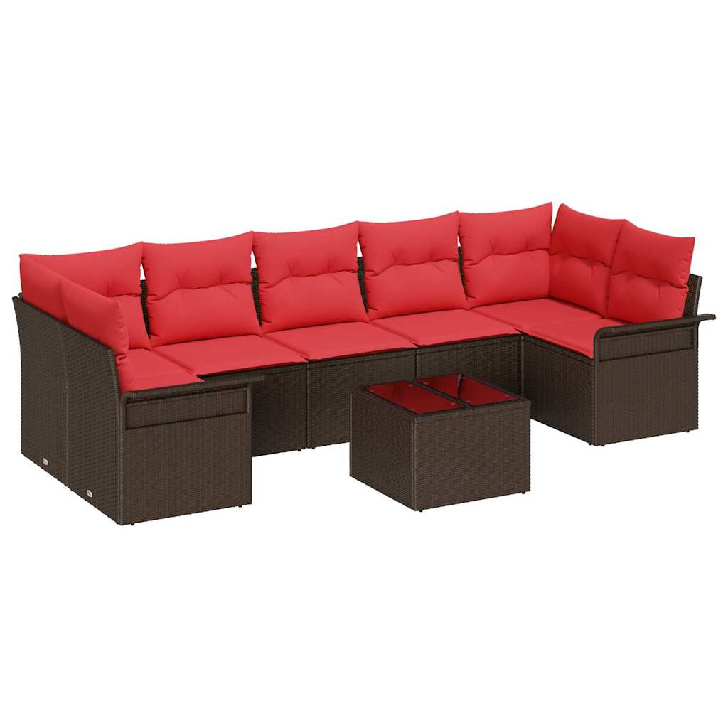 Havesofa Sæt 8 pcs Brun polyrattan