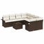 Havesofa Sæt 9 pcs Brun Poly rattan