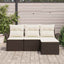 Sofa Sæt med pude 4 pcs Brun og Creme polyrattan