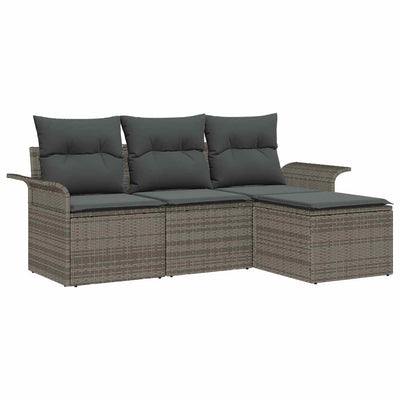 Sofa Sæt med pude 4 pcs Grå polyrattan