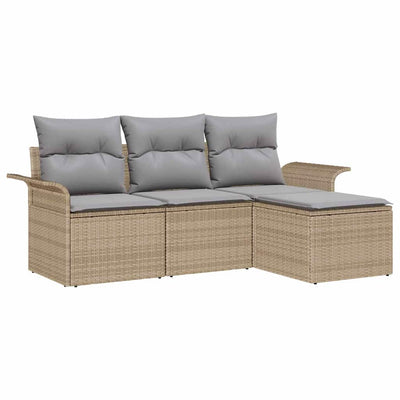 Sofa Sæt med pude 4 pcs Beige polyrattan