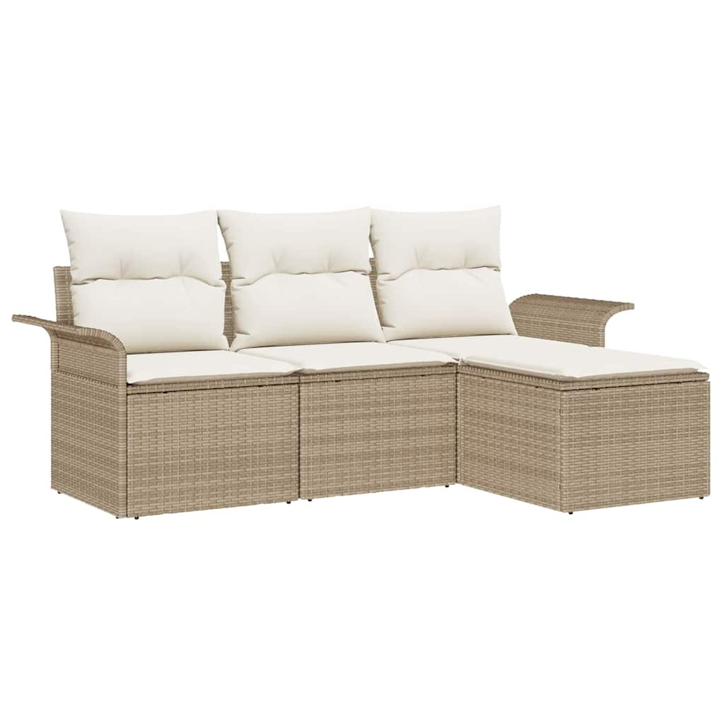 Sofa Sæt med pude 4 pcs Beige polyrattan