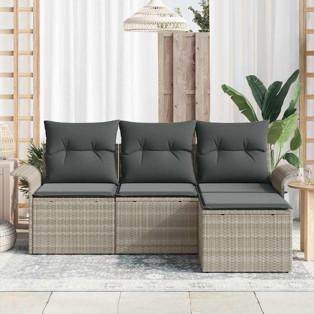 Sofa Sæt med pude 4 pcs Grå polyrattan