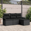 Sofa Sæt med pude 4 pcs Sort polyrattan
