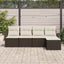 Udendørs sofa med pude 5 pcs Brun polyrattan