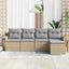 Udendørs sofa med pude 5 pcs Beige polyrattan