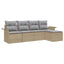 Udendørs sofa med pude 5 pcs Beige polyrattan
