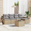 Udendørs sofa med pude 6 pcs Beige polyrattan