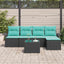 Havesofa Sæt med pude 6 pcs Sort polyrattan