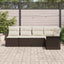 Havesofa Sæt med pude 5 pcs Brun polyrattan