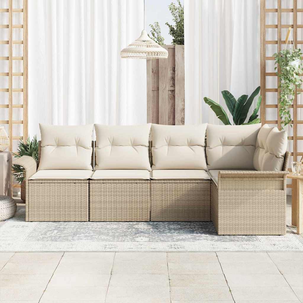 Havesofa Sæt med pude 5 pcs polyrattan
