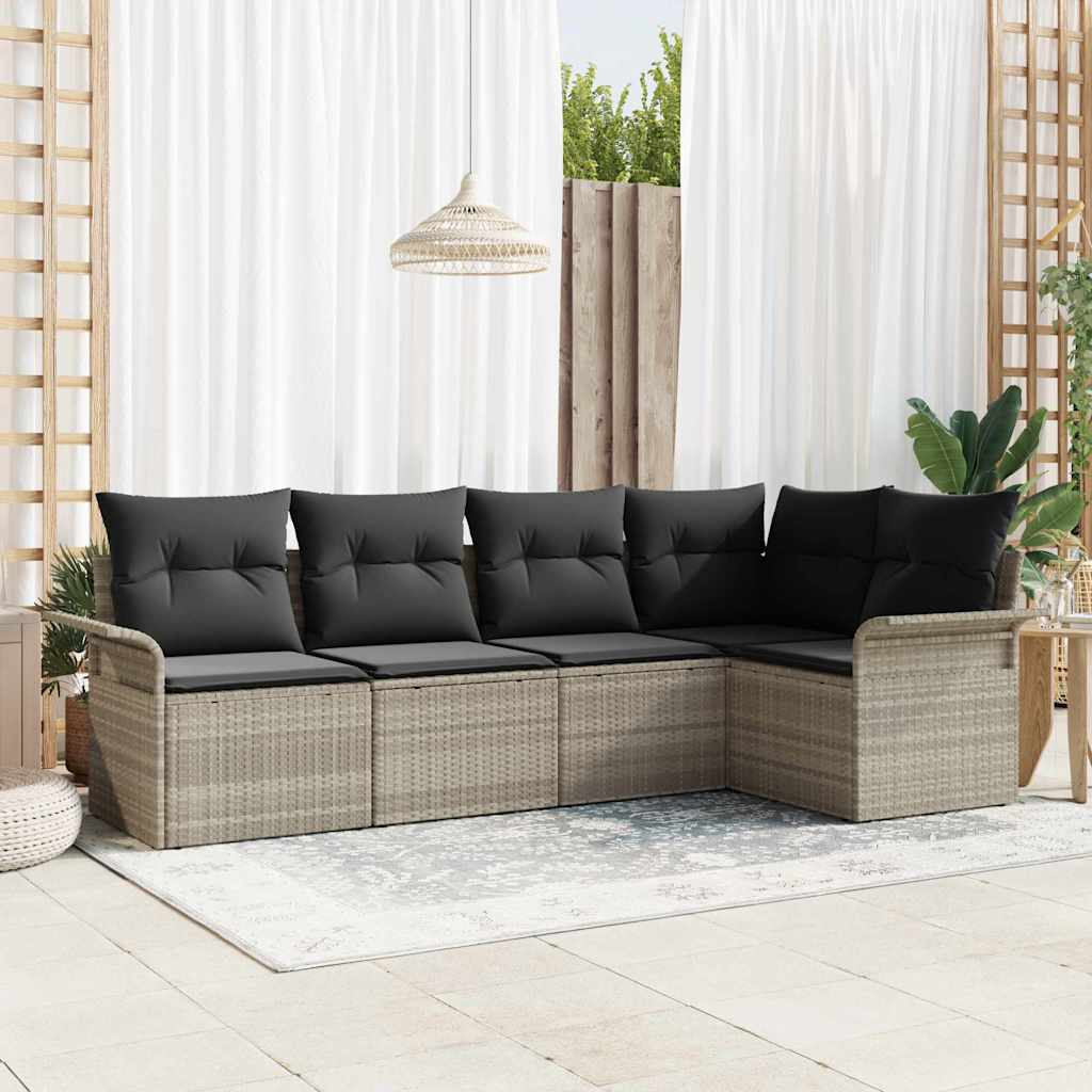 Havesofa Sæt med pude 5 pcs polyrattan