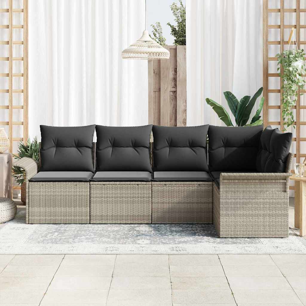 Havesofa Sæt med pude 5 pcs polyrattan