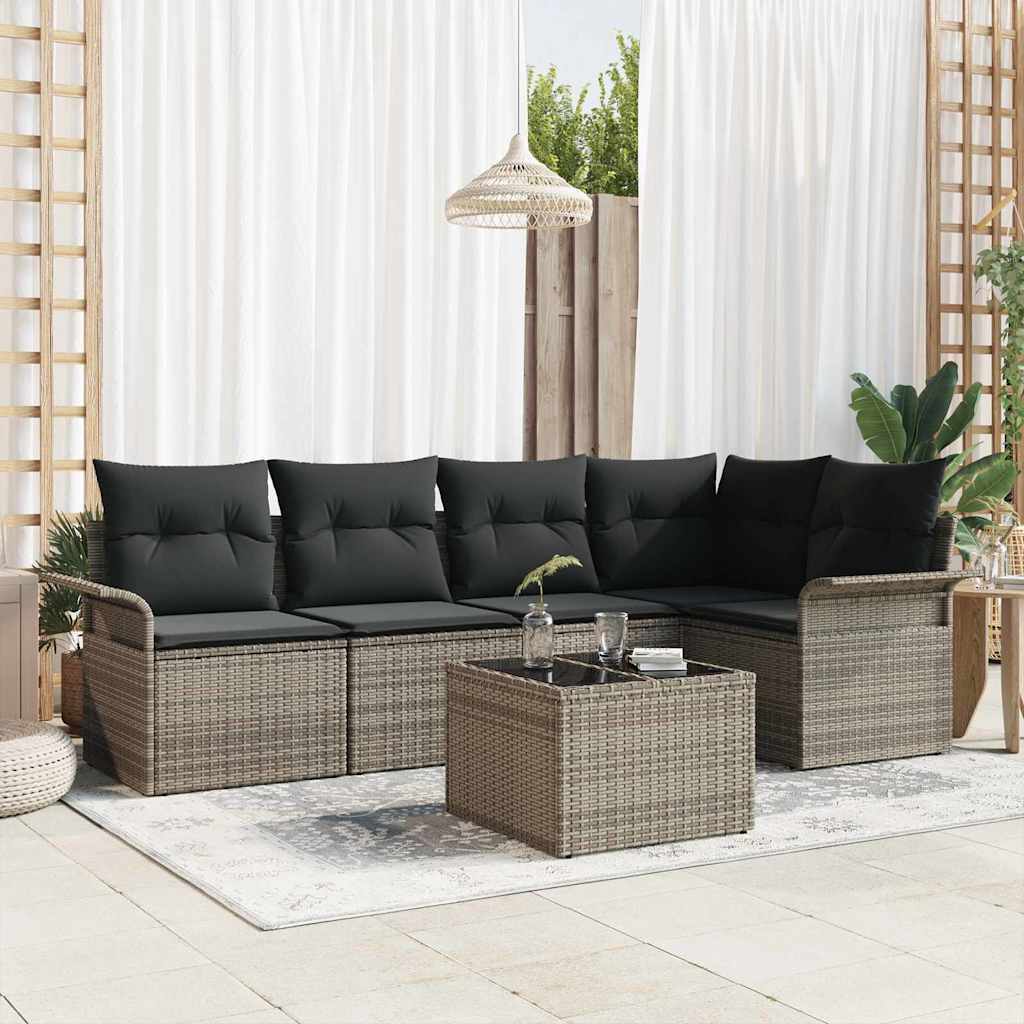 Havesofa Sæt med pude 6 pcs polyrattan