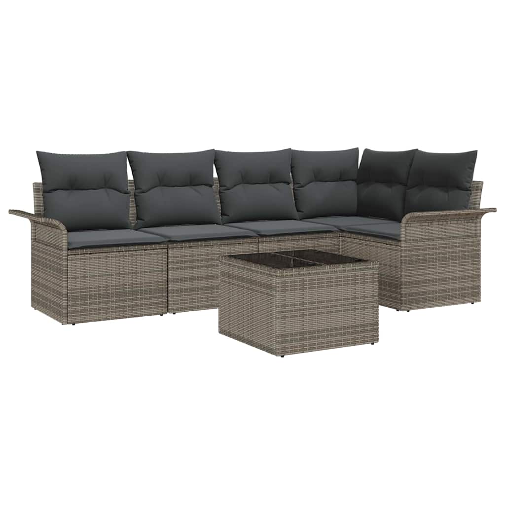 Havesofa Sæt med pude 6 pcs polyrattan