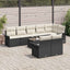 Havesofa Sæt med pude 9 pcs Sort polyrattan