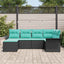 Havesofa Sæt med pude 6 pcs Sort polyrattan