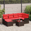 Havesofa Sæt med pude 7 pcs Brun polyrattan