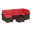 Havesofa Sæt med pude 7 pcs Brun polyrattan