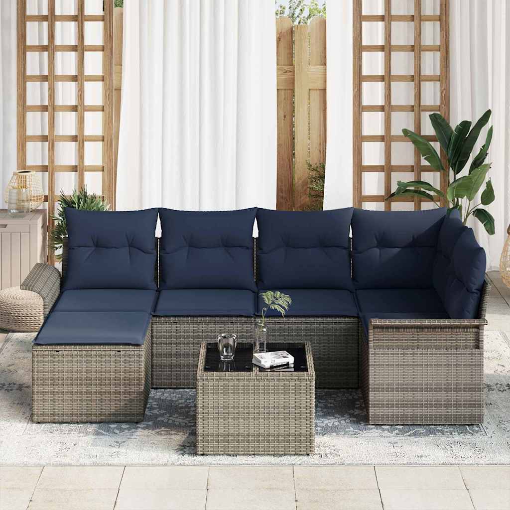 Havesofa Sæt med pude Grå polyrattan