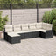 Havesofa Sæt med pude 7 pcs Sort polyrattan