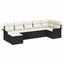 Havesofa Sæt med pude 7 pcs Sort polyrattan