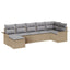 Havesofa Sæt med pude 7 pcs Beige polyrattan