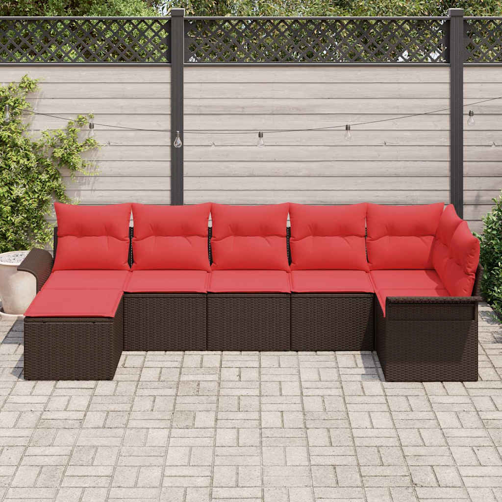 Havesofa Sæt med pude Brun polyrattan